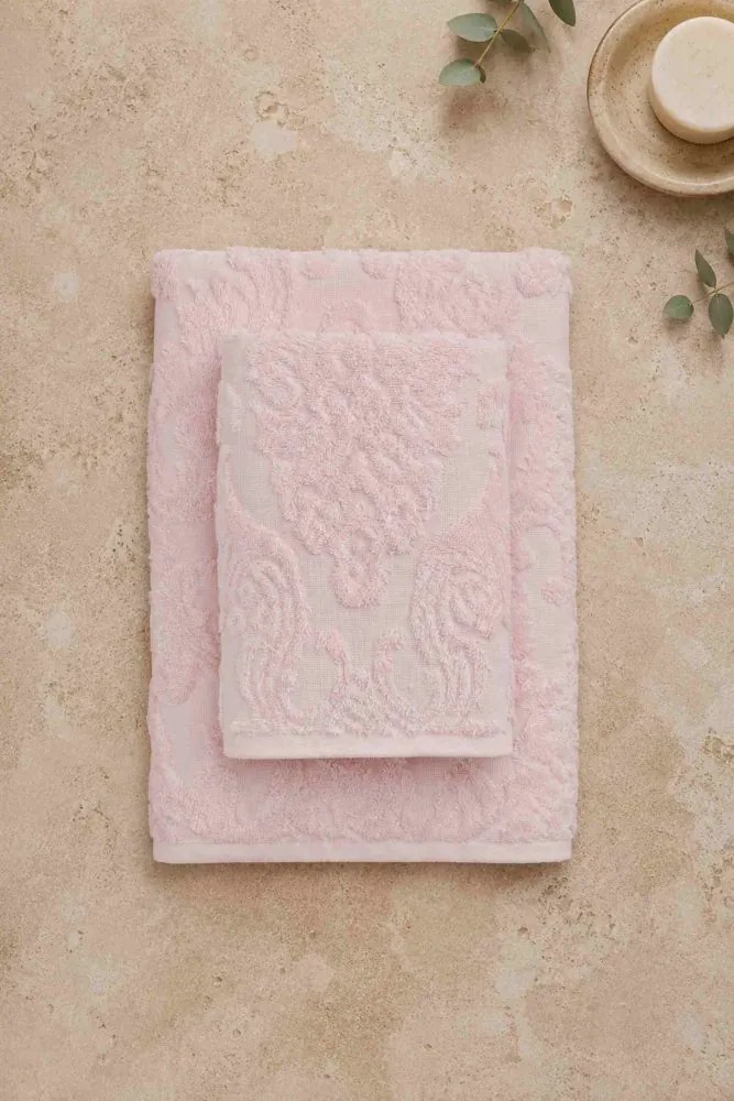 Luksusowy ręcznik kąpielowy DAMASK 75x150cm Różowy