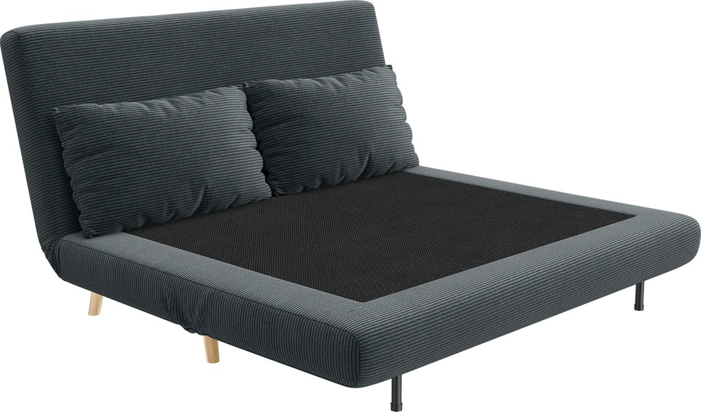 HOMCOM Sofa z funkcją spania, łóżko dla gości, 3-stopniowe regulowane oparcie, wygląd sztruksu, do 120 kg, 141 x 90 x 81 cm, Ciemnoszary