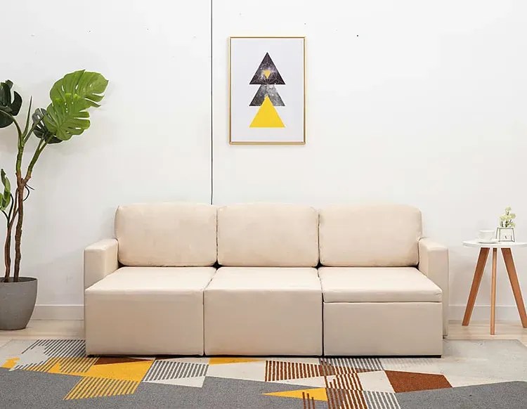 Rozkładana sofa modułowa ciemnokremowa - Odi 4Q