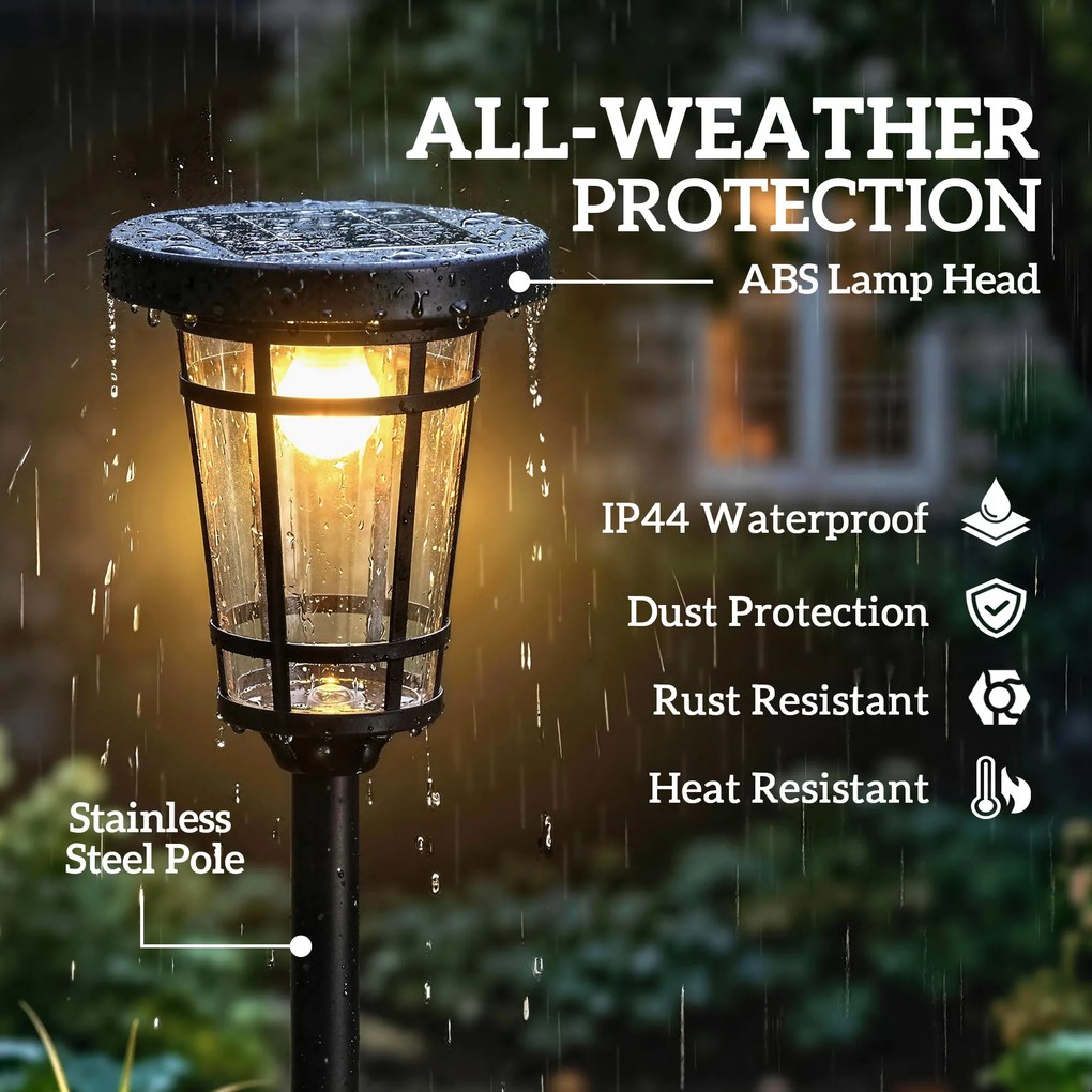 Outsunny Solarny zestaw 2 lamp stojących 180 cm z 2 trybami jasności i czujnikiem światła, IP44 | Aosom PL