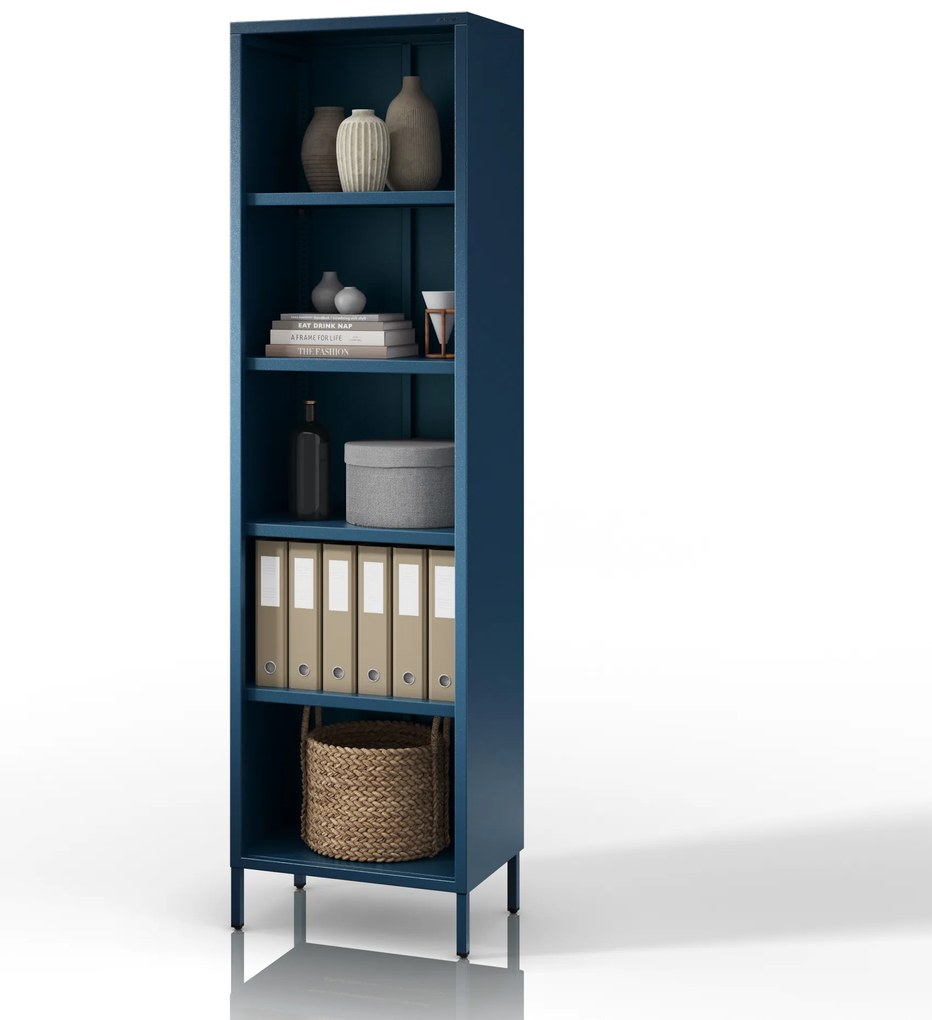 Regał na książki MARIO, 500 x 1800 x 350 mm, Modern: granatowy