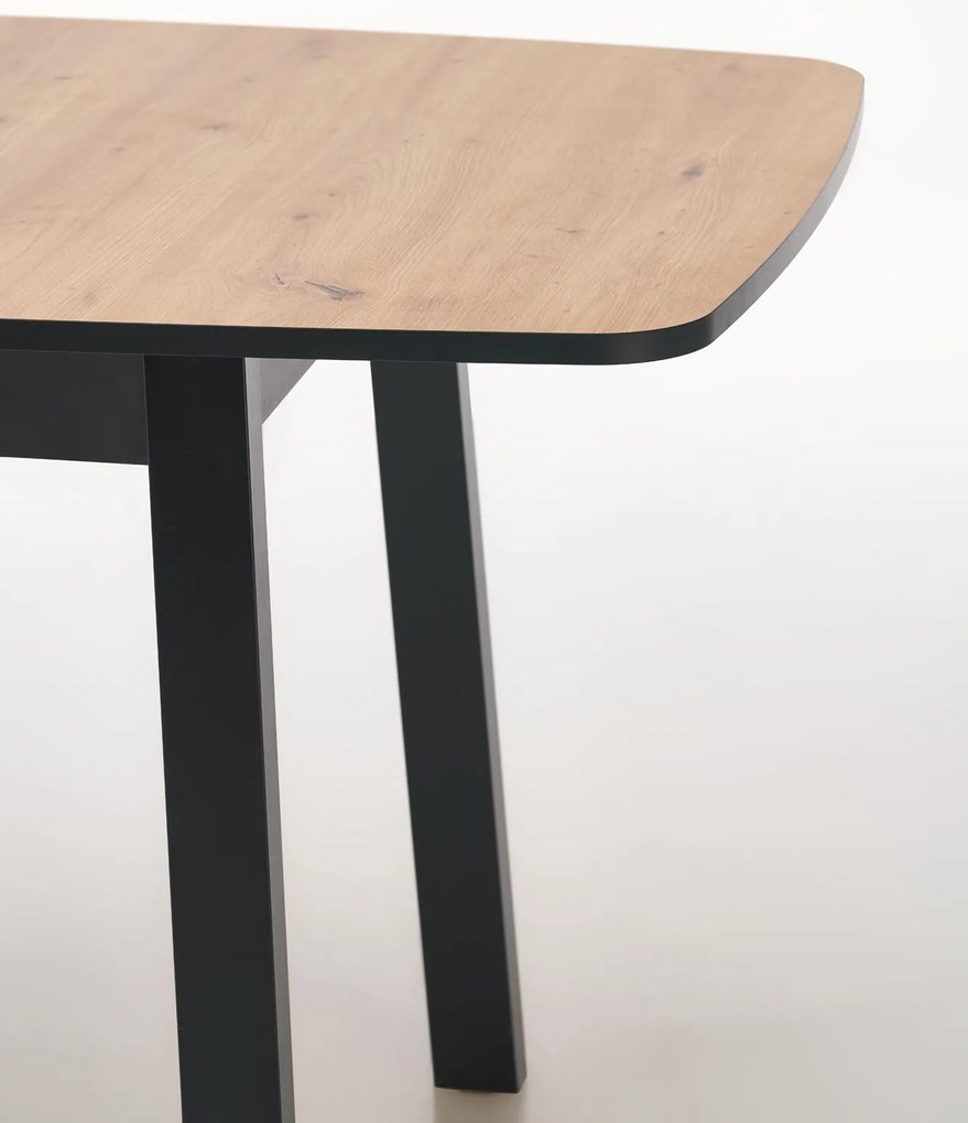 Stół do jadalni rozkładany MDF dąb artisan/czarny 130-170x80x72 cm BARRIL