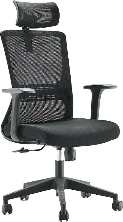 Fotel biurowy - obrotowy i regulowany na wysokość - materiał i siatka - czarny - TONTA