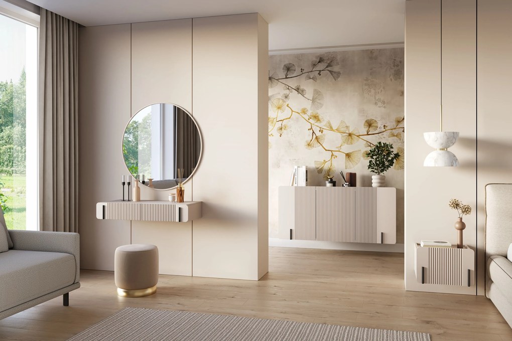 Komoda Malmi 150 cm trzydrzwiowa wisząca - kaszmir / czarny