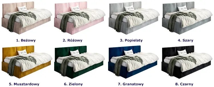 Czarne młodzieżowe łóżko sofa Sorento 4X - 4 rozmiary