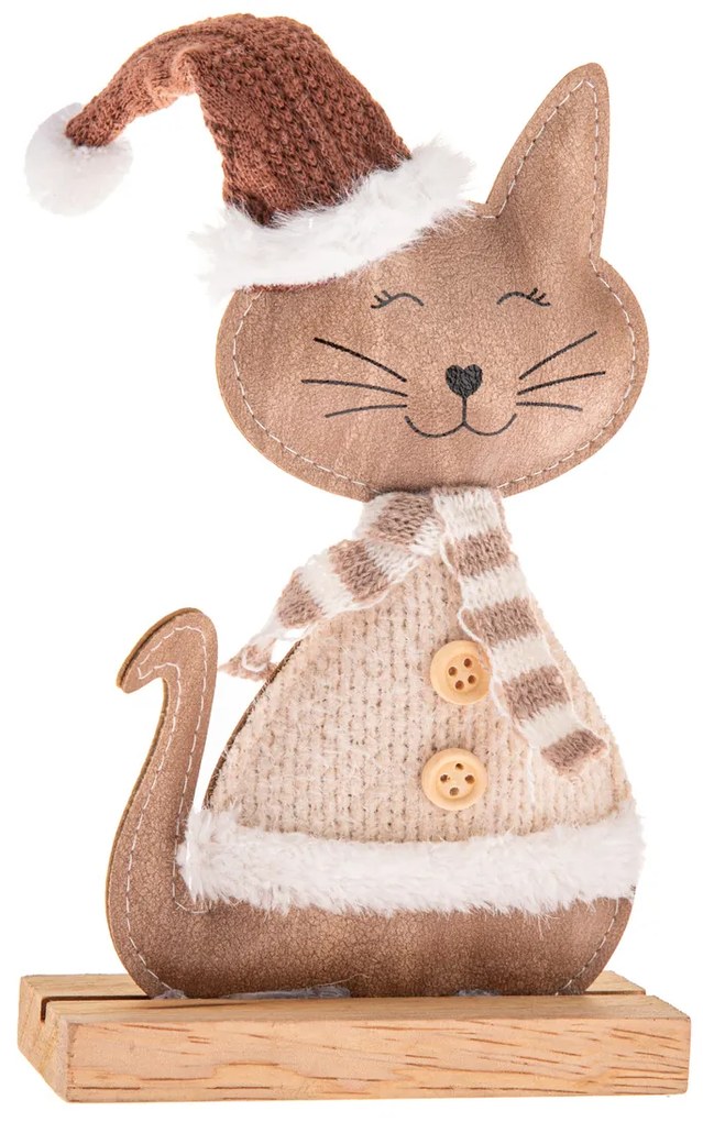 Świąteczna kotka ze sztucznej skóry 19 cm