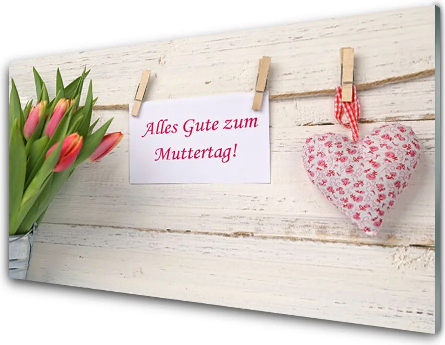 Panel Szklany Artystyczne Serce z Tulipanów