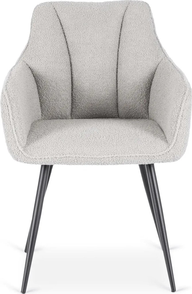 Krzesło Tapicerowane do Salonu NAWARA Szare Boucle Nowoczesne