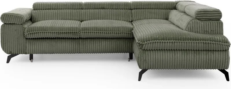 Zielony sztruksowy narożnik (prawostronny/w kształcie litery L) Marbeya – Ropez