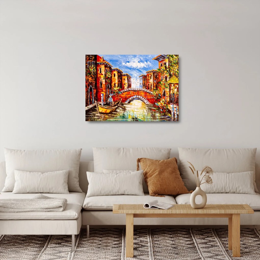 Obraz na szkle - Obraz olejny przedstawiający miasto III. (70x50 cm)