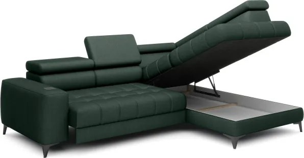 Narożnik BAGGIO Prawostronny z funkcją spania, wolnostojący tkanina LETTO 39 Ciemna Zieleń WERSAL