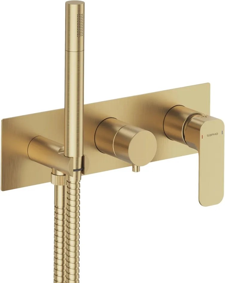 Bateria prysznicowa podtynkowa w kolorze złota (3 otwory) Spy – Sapho