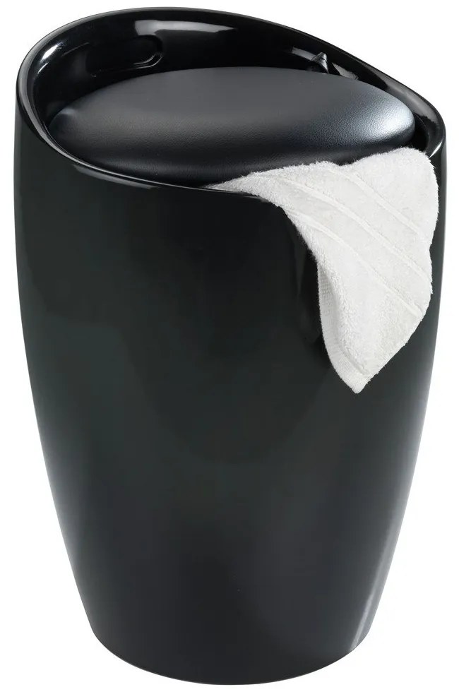 Pufa CANDY BLACK - kosz na pranie, 2w1, WENKO