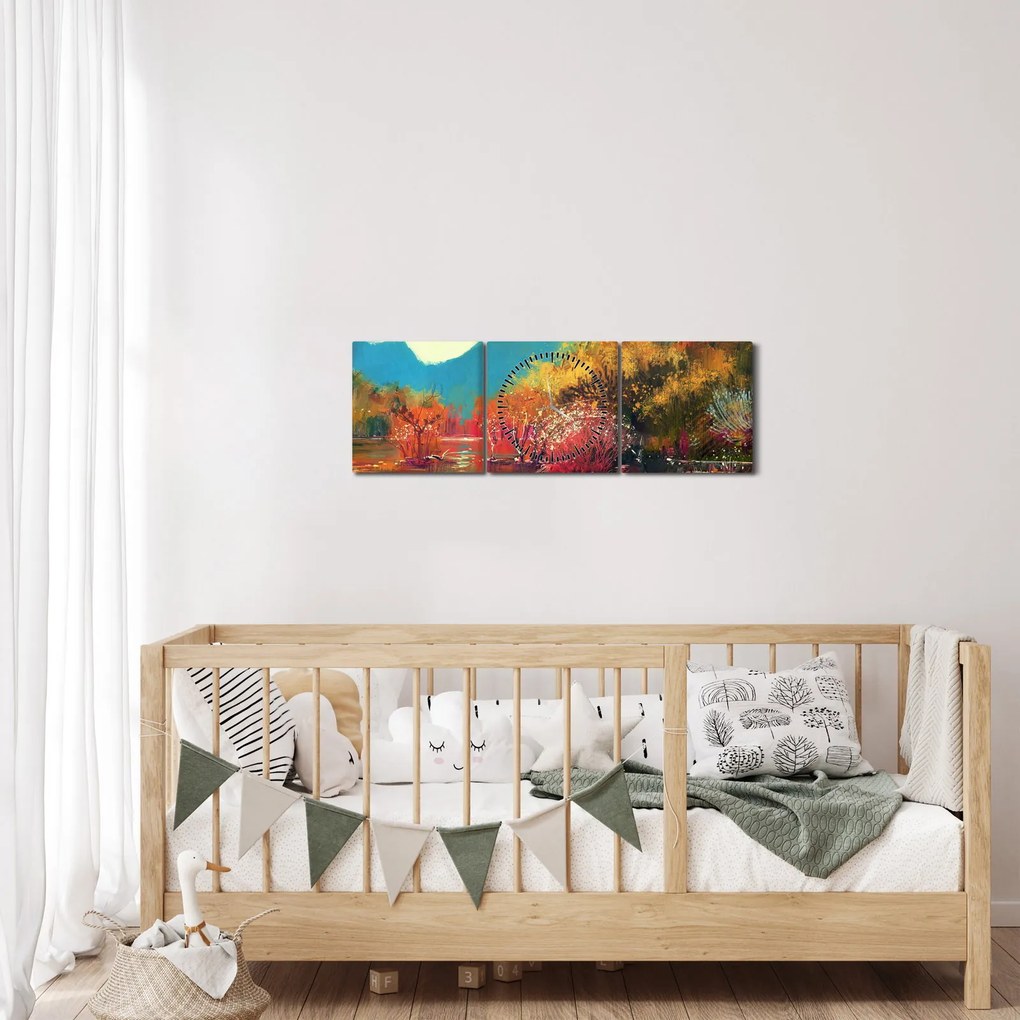 Obraz - Kolory jesieni (z zegarem) (90x30 cm)
