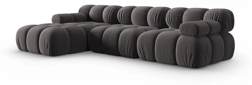 Ciemnoszara aksamitna sofa 285 cm Bellis – Micadoni Home