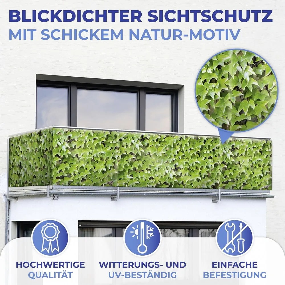 Zielona plastikowa osłona balkonowa 500x85 cm Wilder Wein – Maximex
