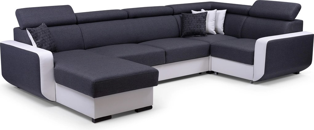 Masseno Narożnik PALAZZO z funkcją spania i pojemnikiem na pościel Narozniki U, Rozkładana sofa - Szary, INARI 94+MADRYT 920