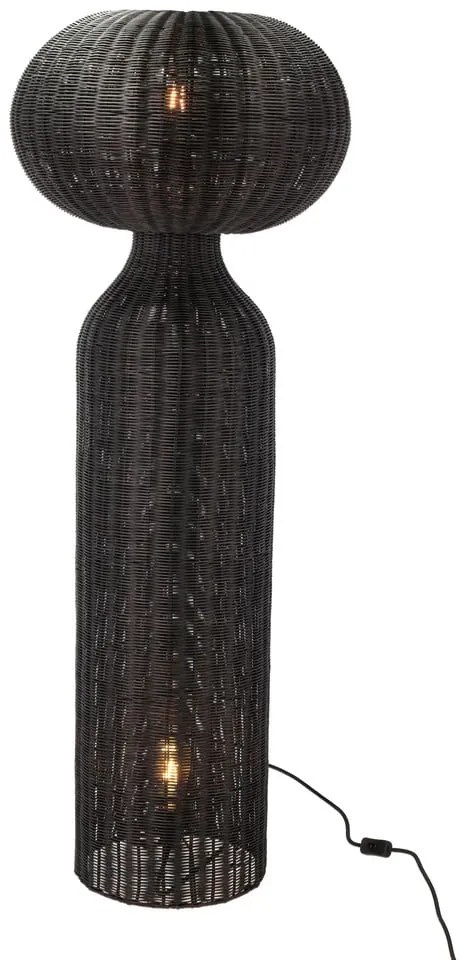Czarna lampa stojąca z rattanowym kloszem (wysokość 130 cm) Werna – Villa Collection
