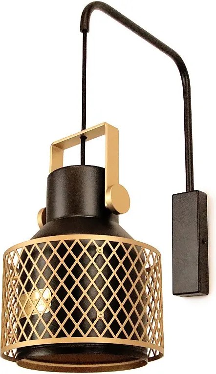 Nowoczesny kinkiet TOSCA - g?. 20,4 cm x wys. 52,8 cm - E27 60W - IP20 - do u?ytku wewn?trznego - stal i aluminium - czarny i z?oty