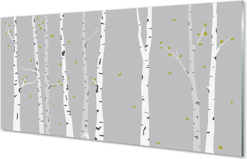 Panel szklany do Kuchni Artystyczny Szkic Brzozy