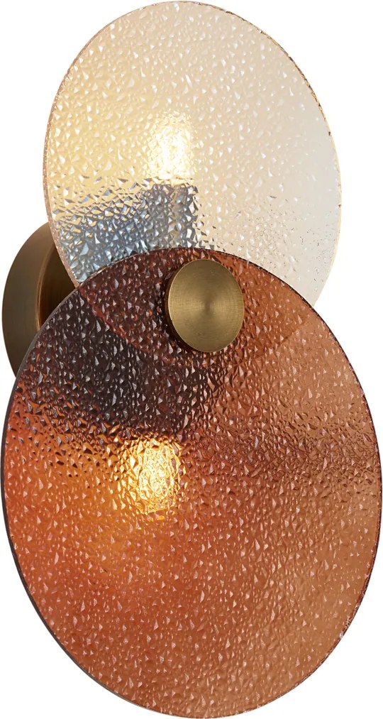 Lampa ścienna Art Deco ciemny brąz z bursztynowym szkłem 2-punktowa - Text