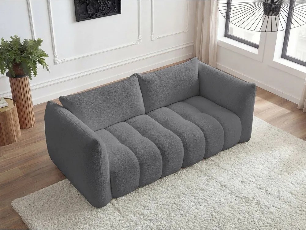 Szara sofa z materiału bouclé 234 cm Azra – Bobochic Paris