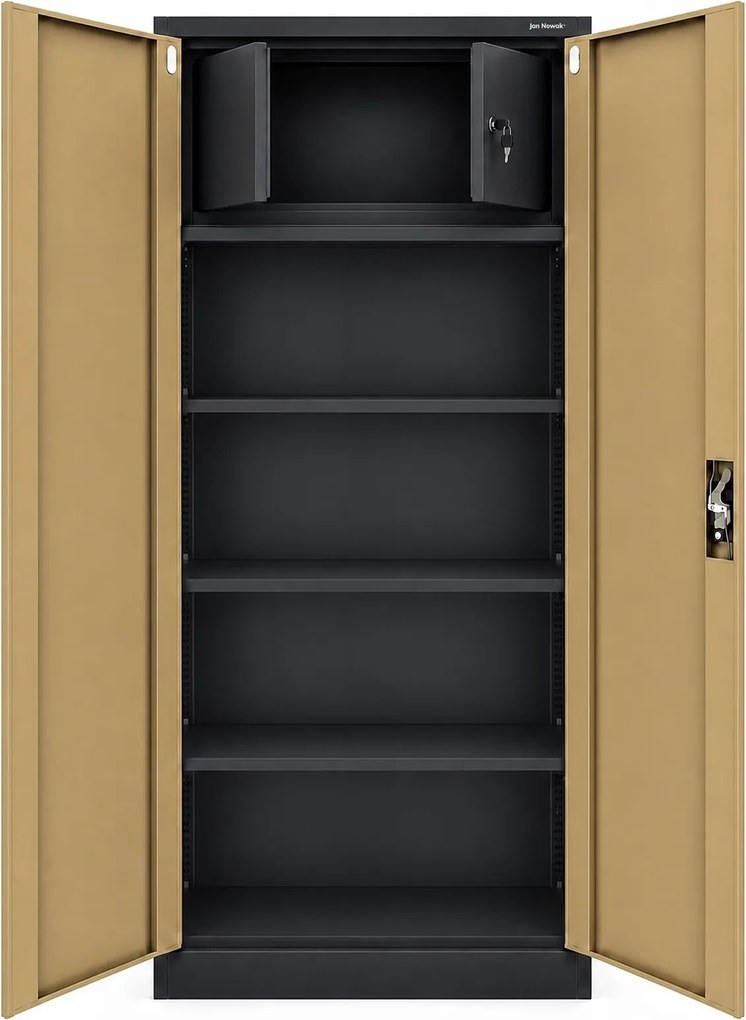 Dwudrzwiowa szafa aktowa z sejfem Eco Design Tomasz, 90x45x185 cm, antracyt/orzech