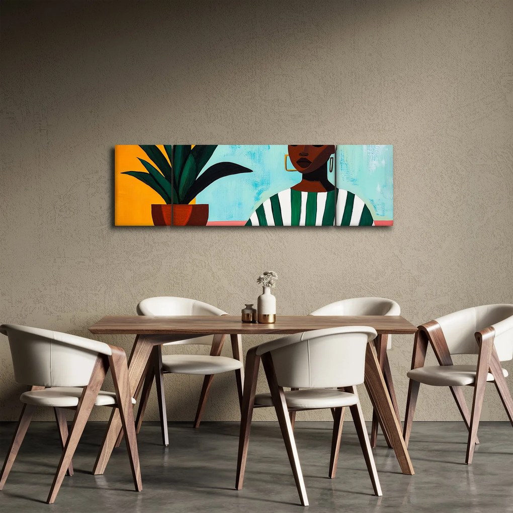 Obraz - Kobieta z kwiatem (170x50 cm)