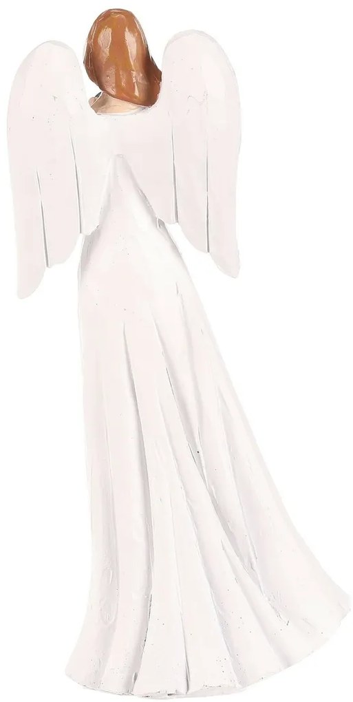 Anioł z poliresinu z sercem w dłoni, 20 cm, biały