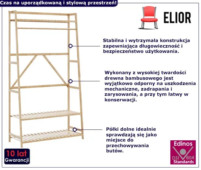 Bambusowy stojący wieszak z półkami na buty N6-Z45