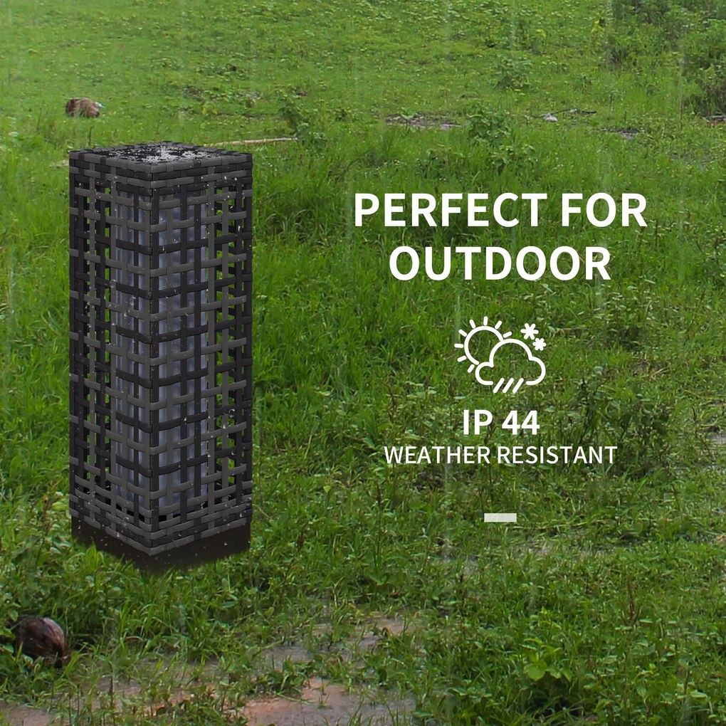 Outsunny Lampa Solarna Rattan Wodoodporna Ogrodowa z Czujnikiem Światła Stal Szary 155x155x46cm | Aosom PL