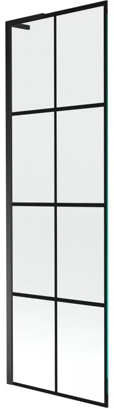 Mexen Next L parawan nawannowy 1-skrzydłowy 60 x 150 cm, czarna kratka, czarny - 895-060-000-03-77-70
