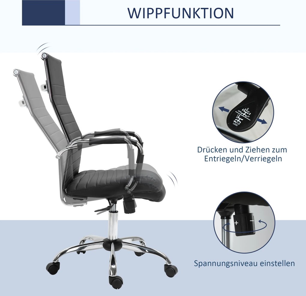 Vinsetto Fotel Obrotowy Biurowy Ergonomiczny Regulacja Wysokości PU Biały 66x69x121cm | Aosom PL