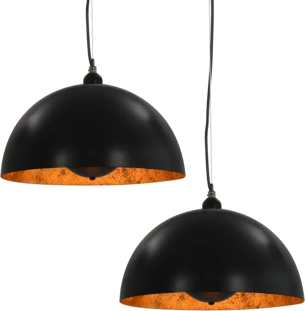 Czarno-złote półokrągłe lampy wiszące 2 sztuki - EX104 E5-P38