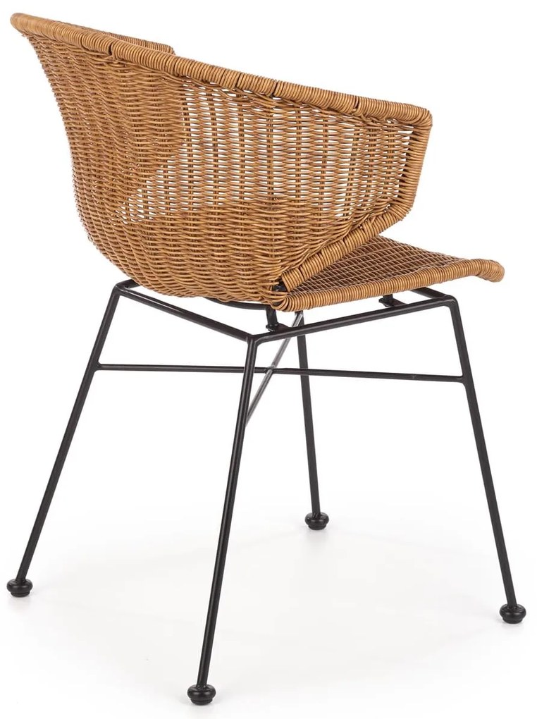 K407 krzesło naturalny, czarny, rattan syntetyczny, boho, skandynawski