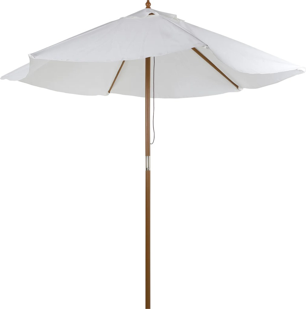 Outsunny Parasol Ogrodowy Zewnętrzny 3-stopniowy Bambus i Poliester 180 ㎡ Kremowy Ochrona UV Ø25x23m | Aosom PL