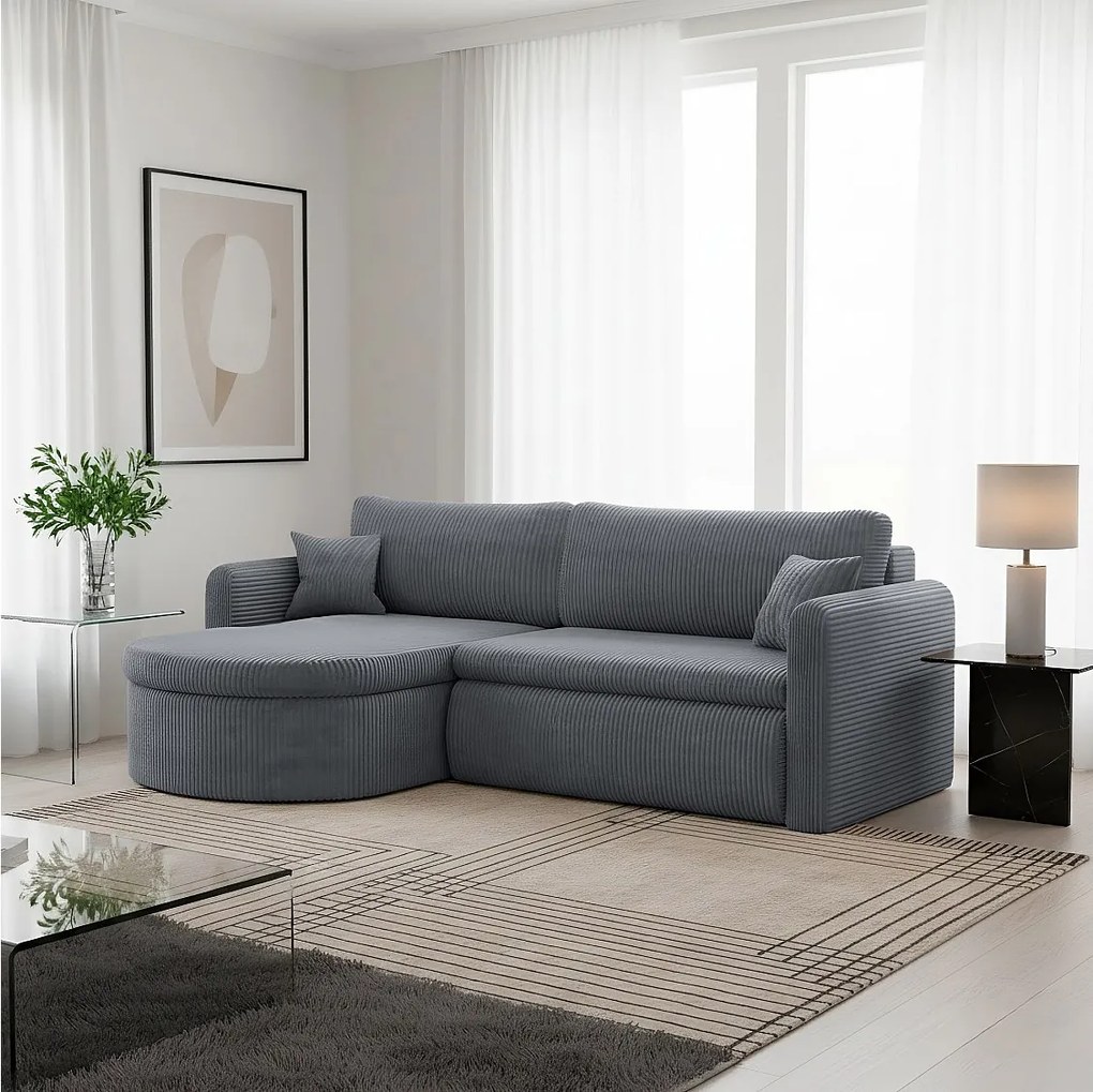 Uniwersalny narożnik Verona L z funkcją spania, do salonu, szary