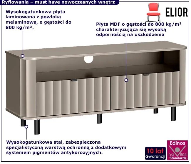 Szary ryflowany stolik pod tv glina K2-C38