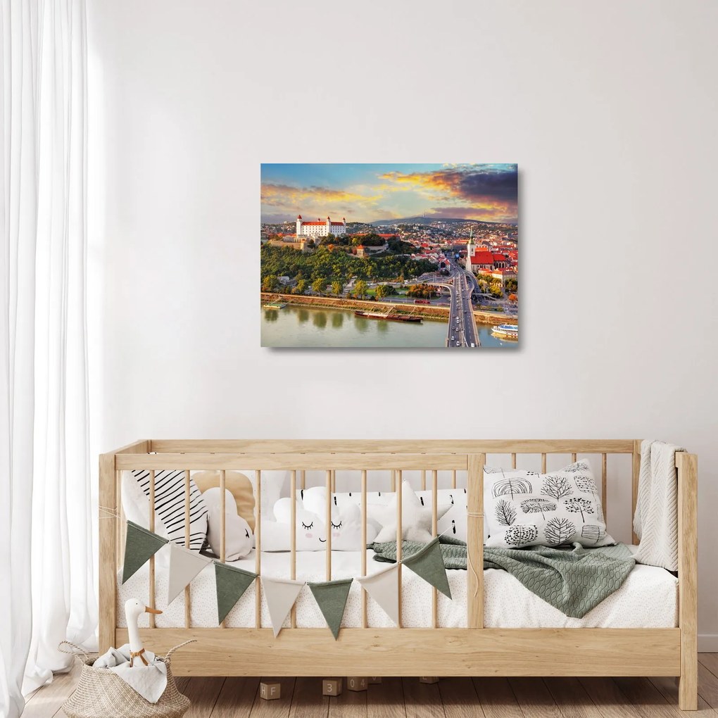Obraz na szkle - Panorama Bratysławy, Słowacja (70x50 cm)