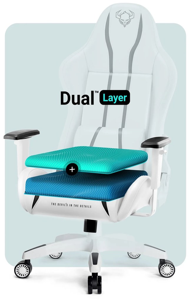 Fotel gamingowy Diablo X-One 2.0 Small: biało-czarny