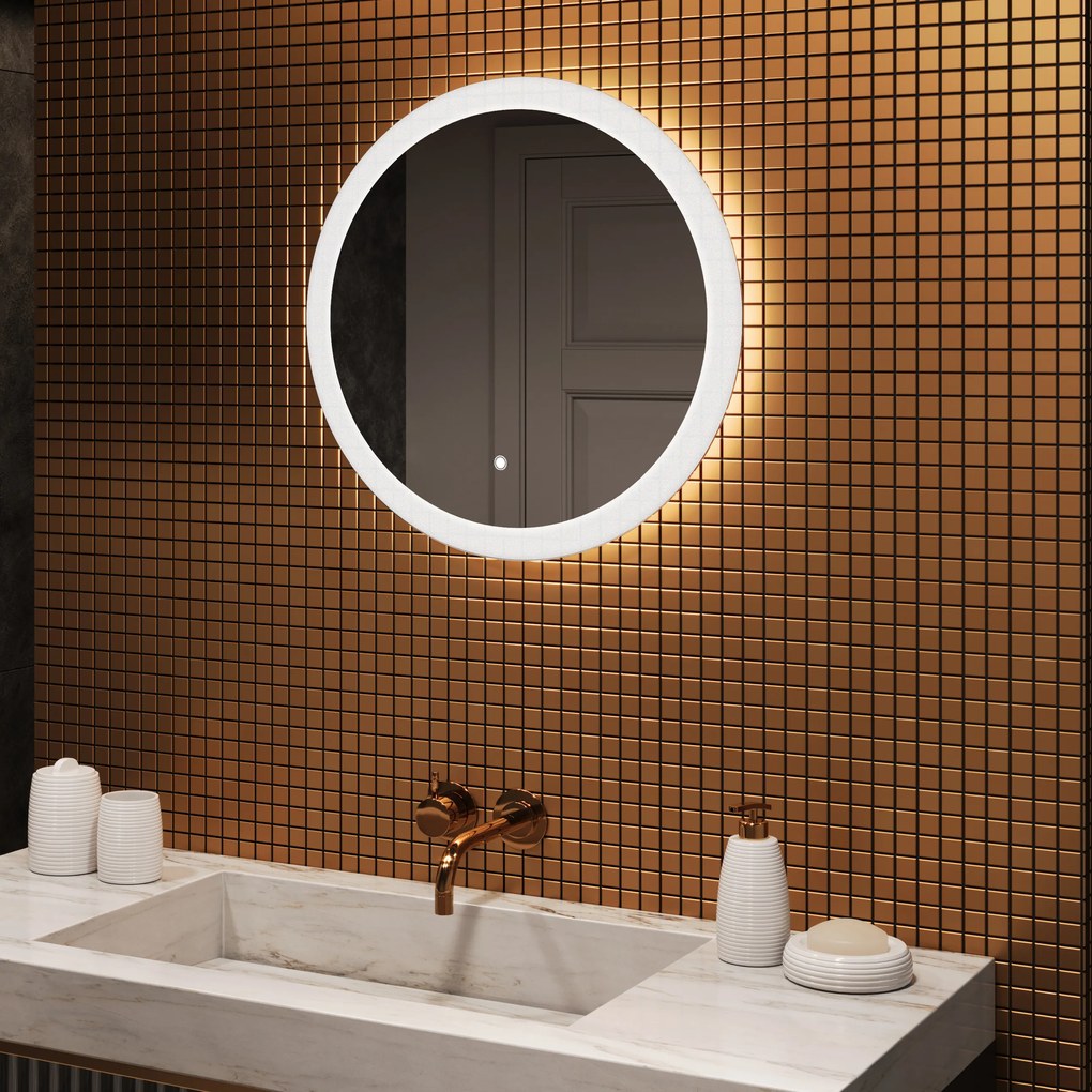 Okrągłe lustro łazienkowe podświetlane ledowo 60\80 cm z Dual color, Włącznik dotykowy