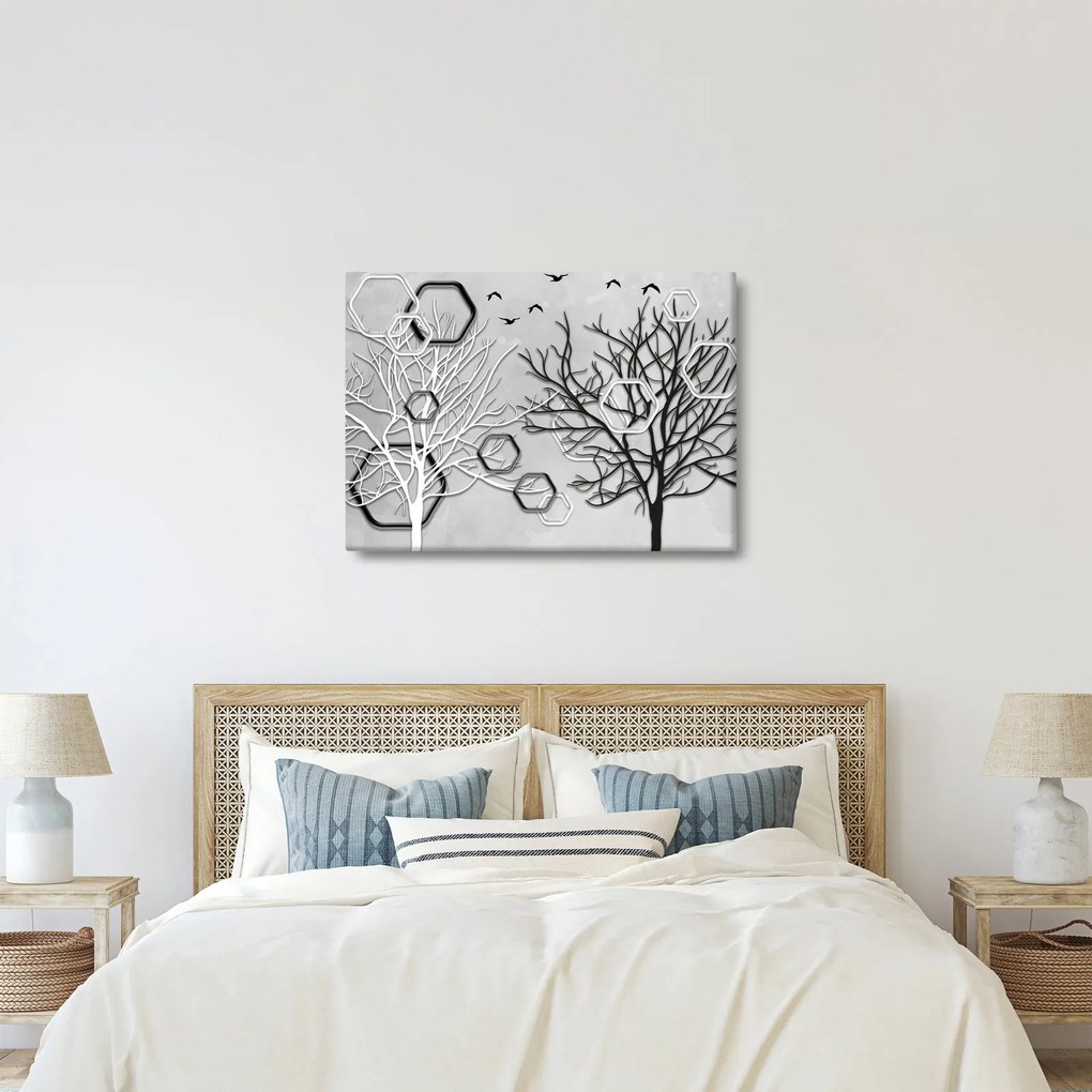 Abstrakcyjny obraz z drzewami (70x50 cm)