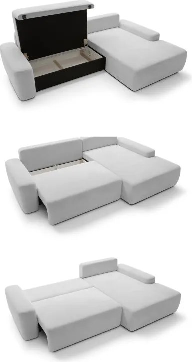 Narożnik BOULI Lewostronny z Elektryczną Regulacją wolnostojący tkanina Raven 06 Popielaty DOMO HOME