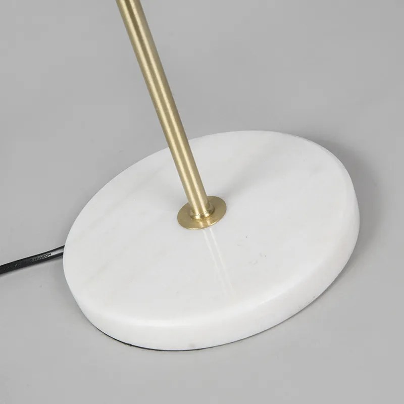 Lampa stołowa mosiądz z szarym kloszem 35 cm - Kaso Nowoczesny Oswietlenie wewnetrzne