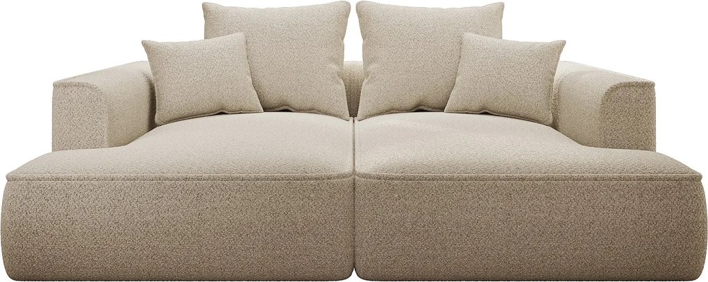 Kanapa 3-osobowa z komfortowym głębokim siedziskiem w z tkaniny szenilowej w kolorze beżowym PINETA