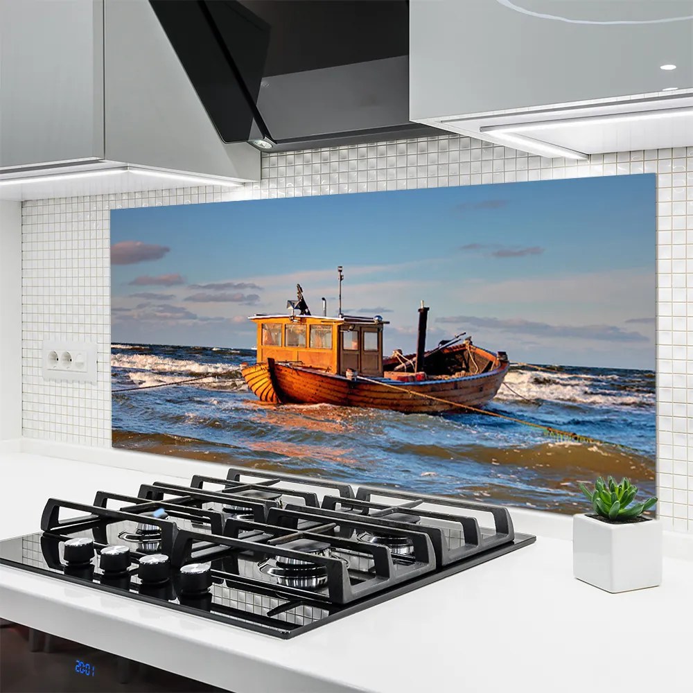 Panel Szklany Samotna Łódź Na Horyzoncie