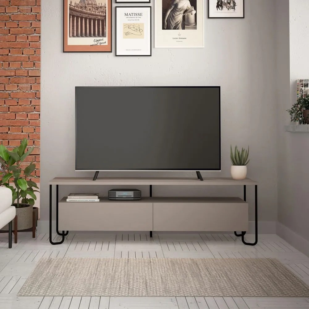 Szarobeżowa szafka pod TV 150x45 cm Dilly – Marckeric