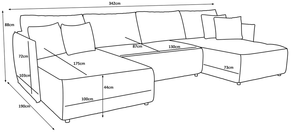 Welurowa zielona sofa rozkładana z pojemnikiem na pościel Petit 4X