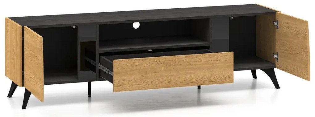 Szafka RTV HESTIA 2D1S dąb/czarny ML MEBLE