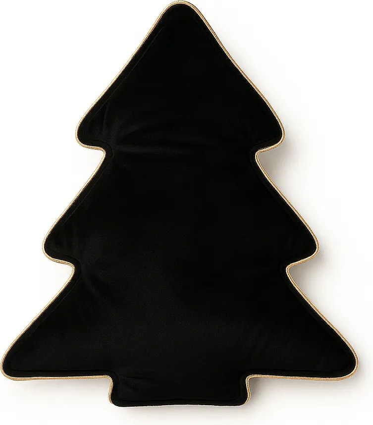 Czarna poduszka świąteczna - choinka